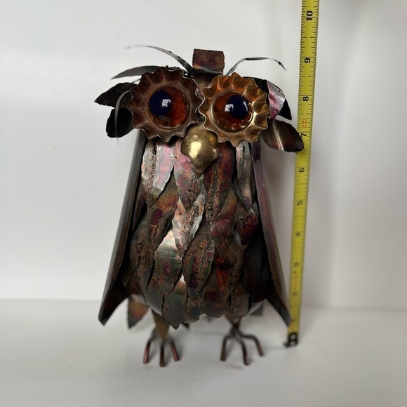 MCM Brutalist Owl Vintage 1970 Curtis Jere Style Sheetmetal Welded Collectible - Picture 8 of 10